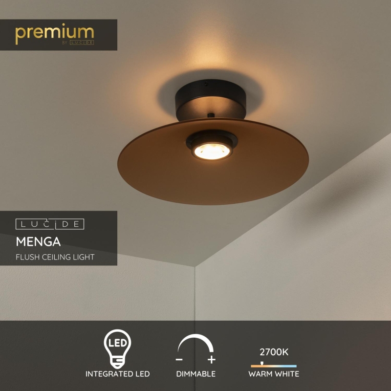 Lucide MENGA - Zapustené stropné svietidlo - Ø 40 cm - LED Rozm. - 1x12W 2700K - Jantárová